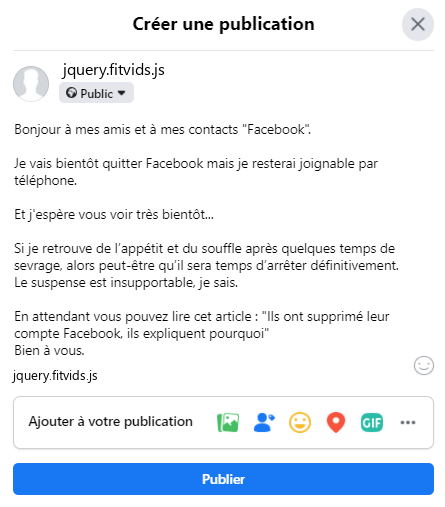 Ecrire un message de départ pour annoncer son départ de Facebook