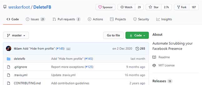 GitHub - weskerfoot/DeleteFB: Automate Scrubbing your Facebook Presence